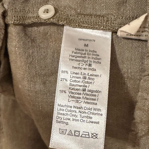 Madewell Linen Blend Button Down Babydoll Short Sleeve Mini Dress Size Medium - Picture 5 of 8